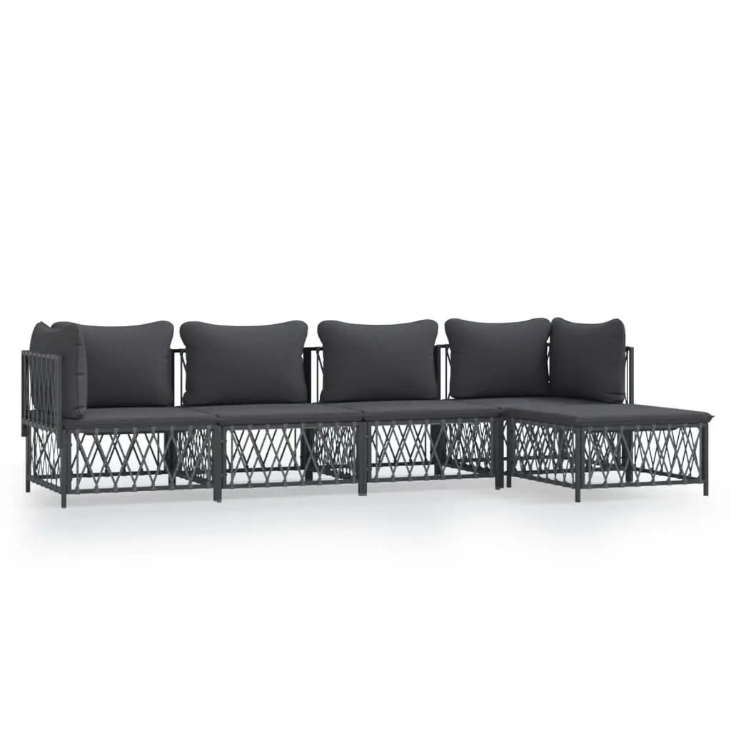 5 Piece Garden Lounge Set with Cushions Anthracite Steel 3186865 - Furniture