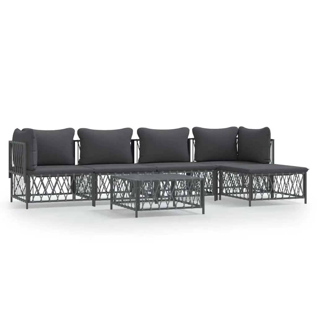 6 Piece Garden Lounge Set with Cushions Anthracite Steel 3186867 - Furniture