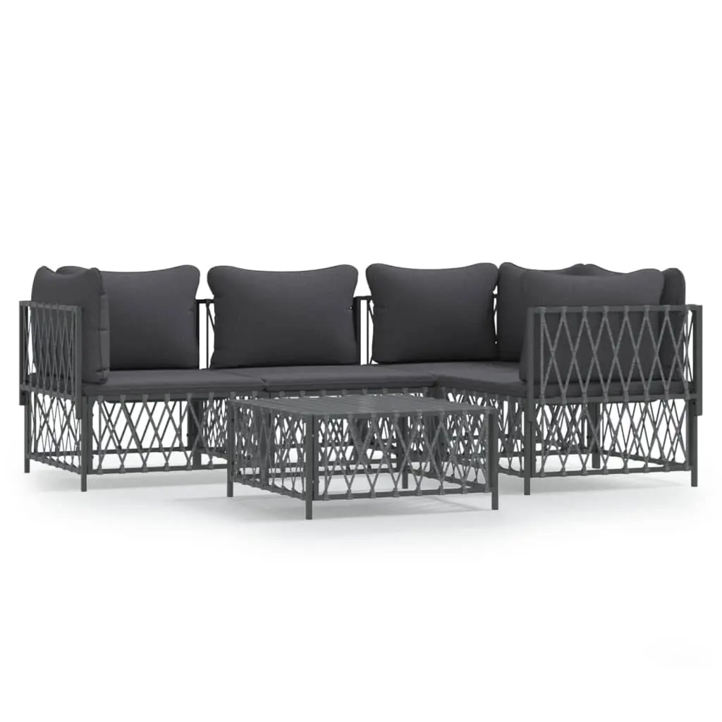 5 Piece Garden Lounge Set with Cushions Anthracite Steel 3186871 - Furniture