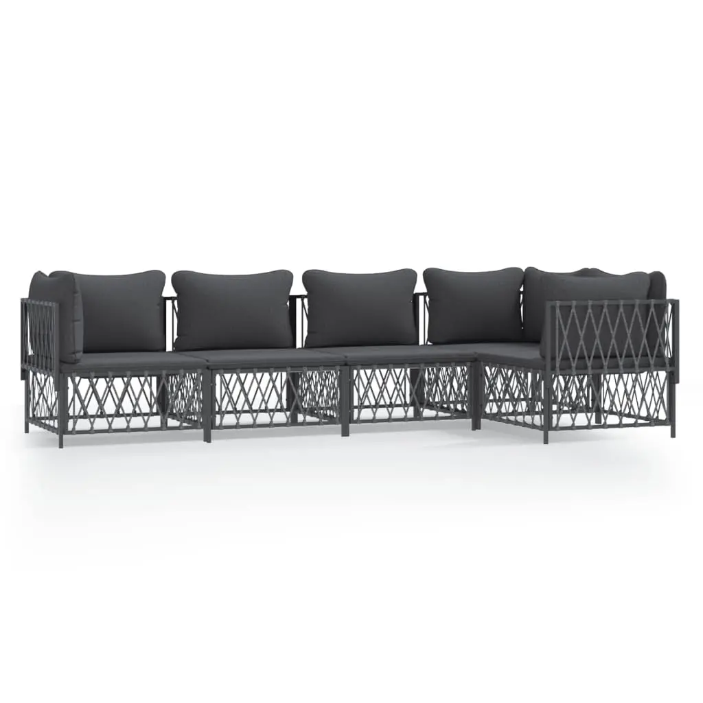 5 Piece Garden Lounge Set with Cushions Anthracite Steel 3186873 - Furniture