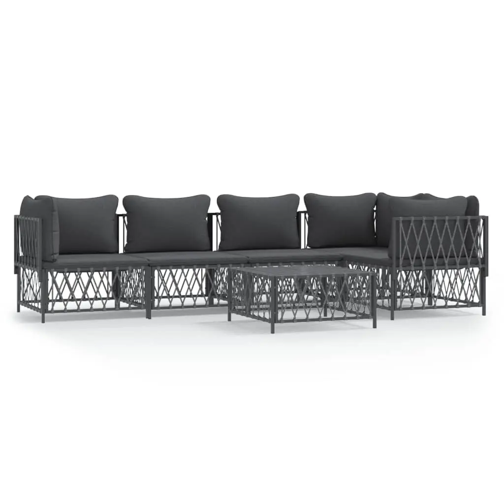 6 Piece Garden Lounge Set with Cushions Anthracite Steel 3186875 - Furniture