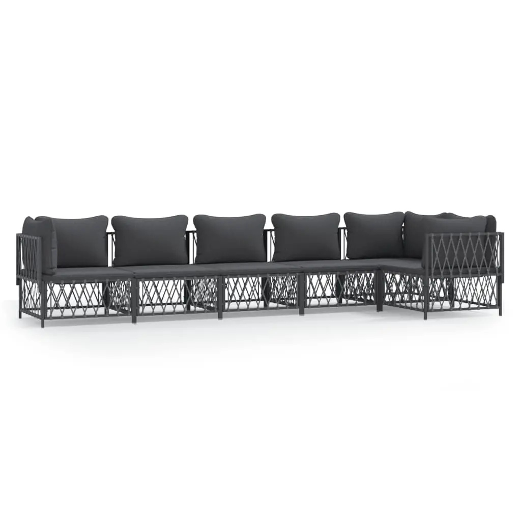 6 Piece Garden Lounge Set with Cushions Anthracite Steel 3186877 - Furniture