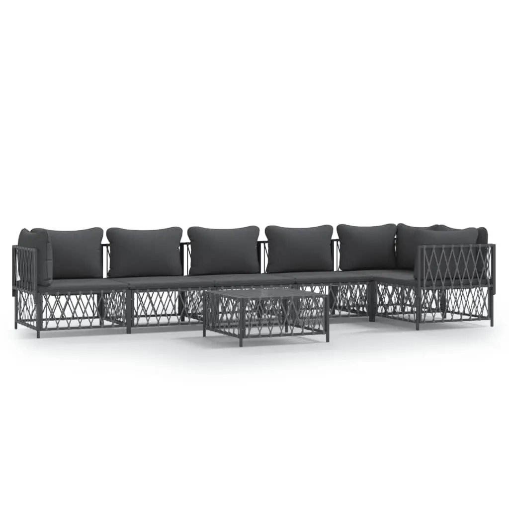 7 Piece Garden Lounge Set with Cushions Anthracite Steel 3186879 - Furniture