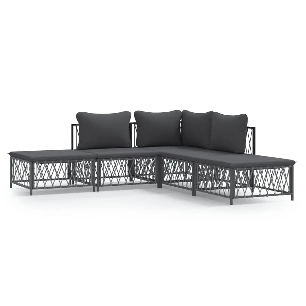 5 Piece Garden Lounge Set with Cushions Anthracite Steel 3186883 - Furniture