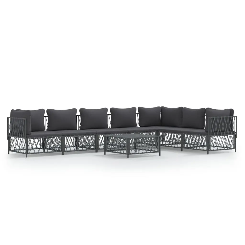 8 Piece Garden Lounge Set with Cushions Anthracite Steel 3186885 - Furniture