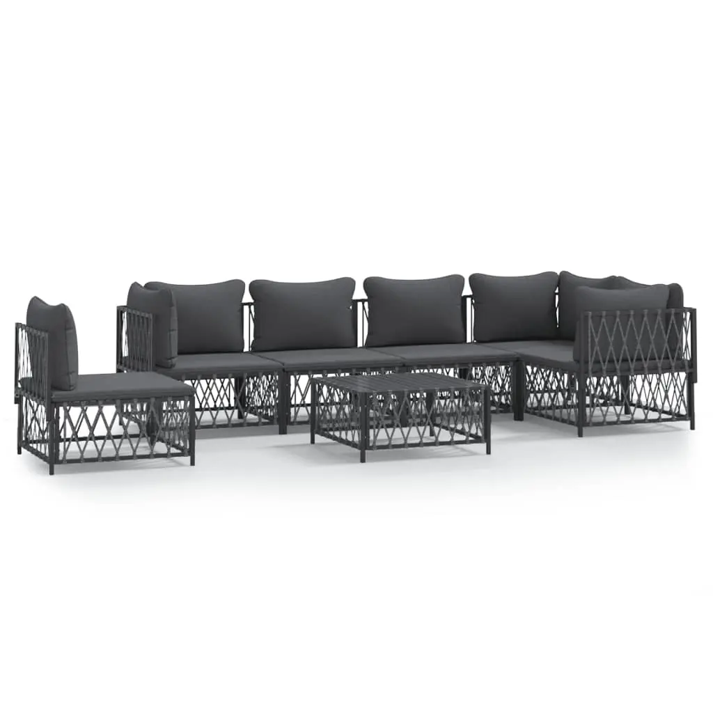 7 Piece Garden Lounge Set with Cushions Anthracite Steel 3186889 - Furniture