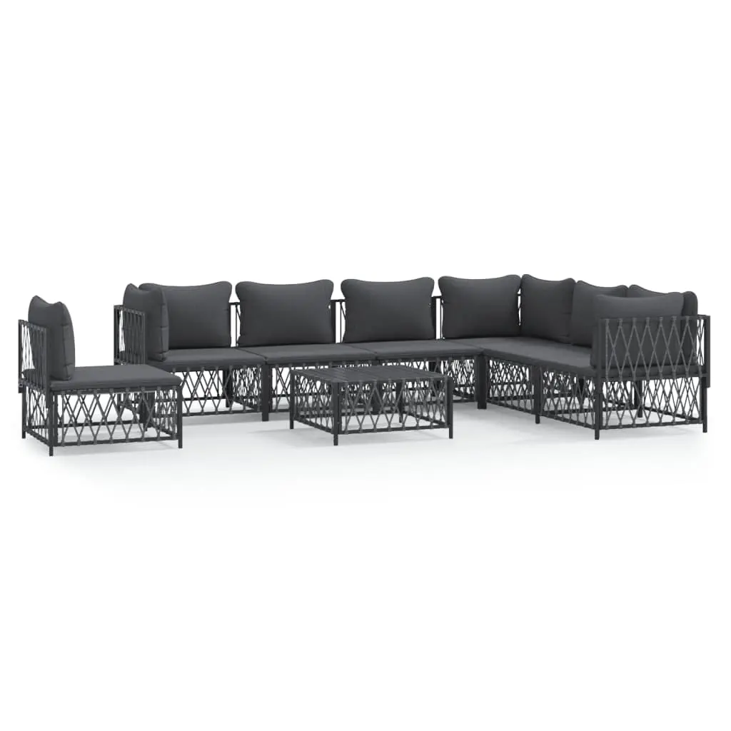 8 Piece Garden Lounge Set with Cushions Anthracite Steel 3186891 - Furniture