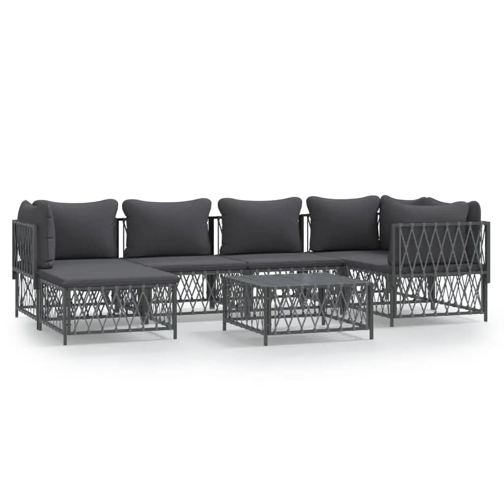 7 Piece Garden Lounge Set with Cushions Anthracite Steel 3186895 - Furniture