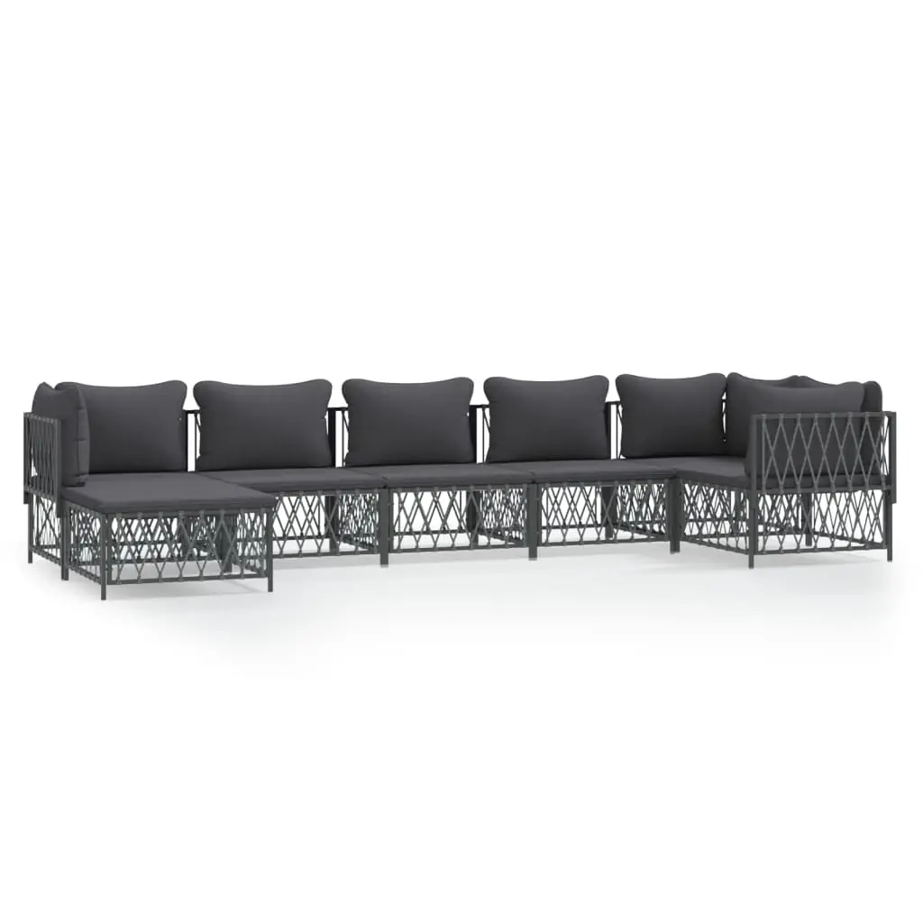 7 Piece Garden Lounge Set with Cushions Anthracite Steel 3186897 - Furniture
