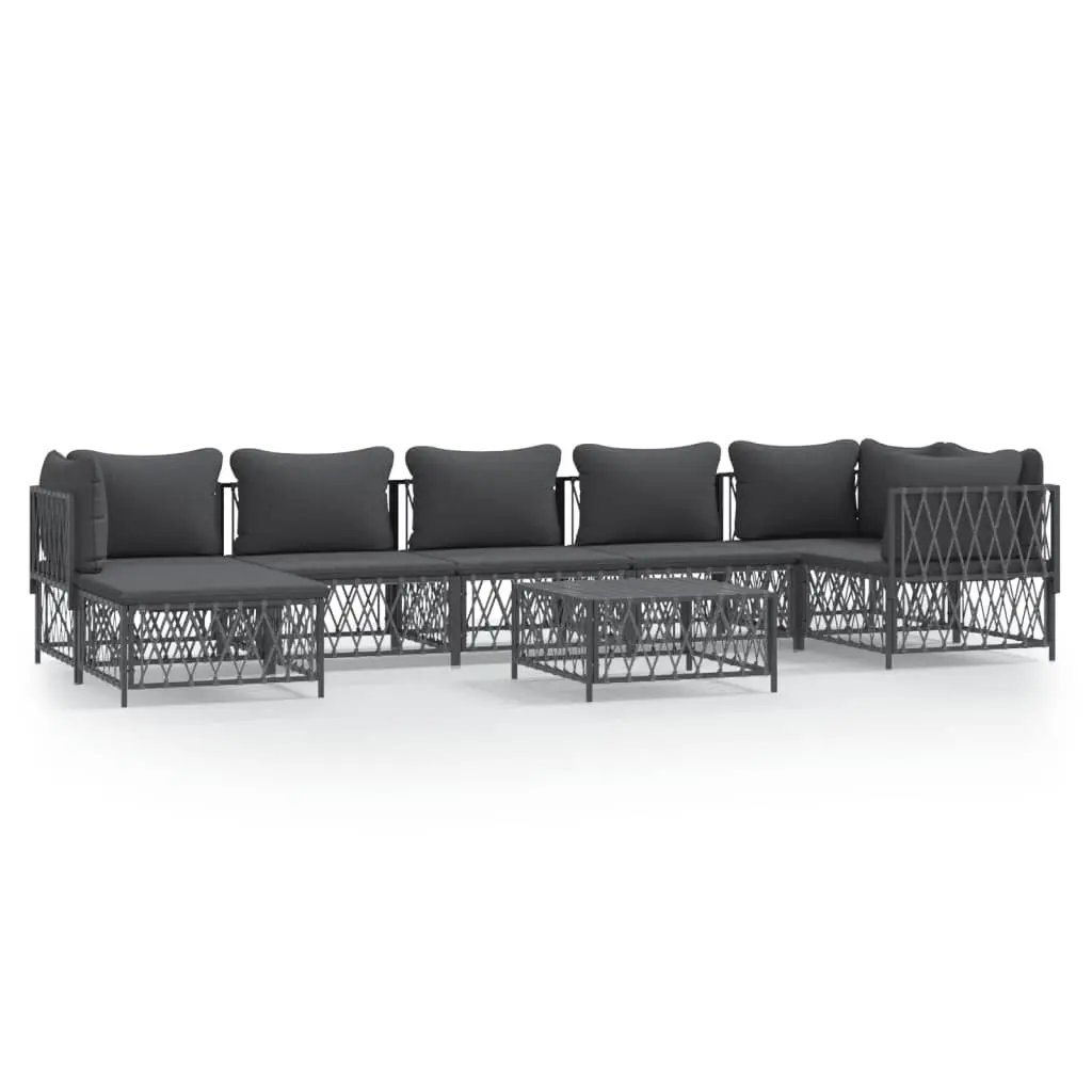 8 Piece Garden Lounge Set with Cushions Anthracite Steel 3186899 - Furniture
