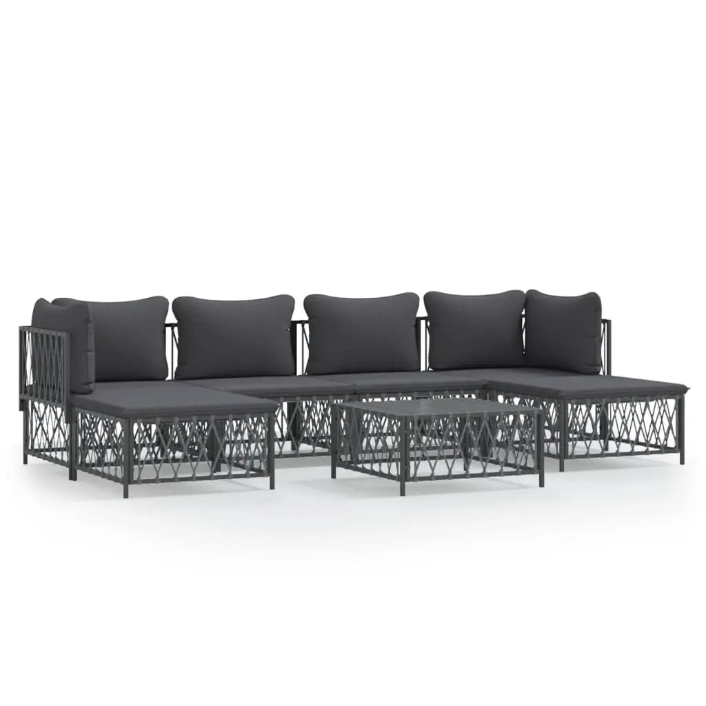 7 Piece Garden Lounge Set with Cushions Anthracite Steel 3186903 - Furniture