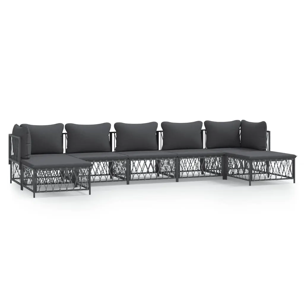 7 Piece Garden Lounge Set with Cushions Anthracite Steel 3186905 - Furniture