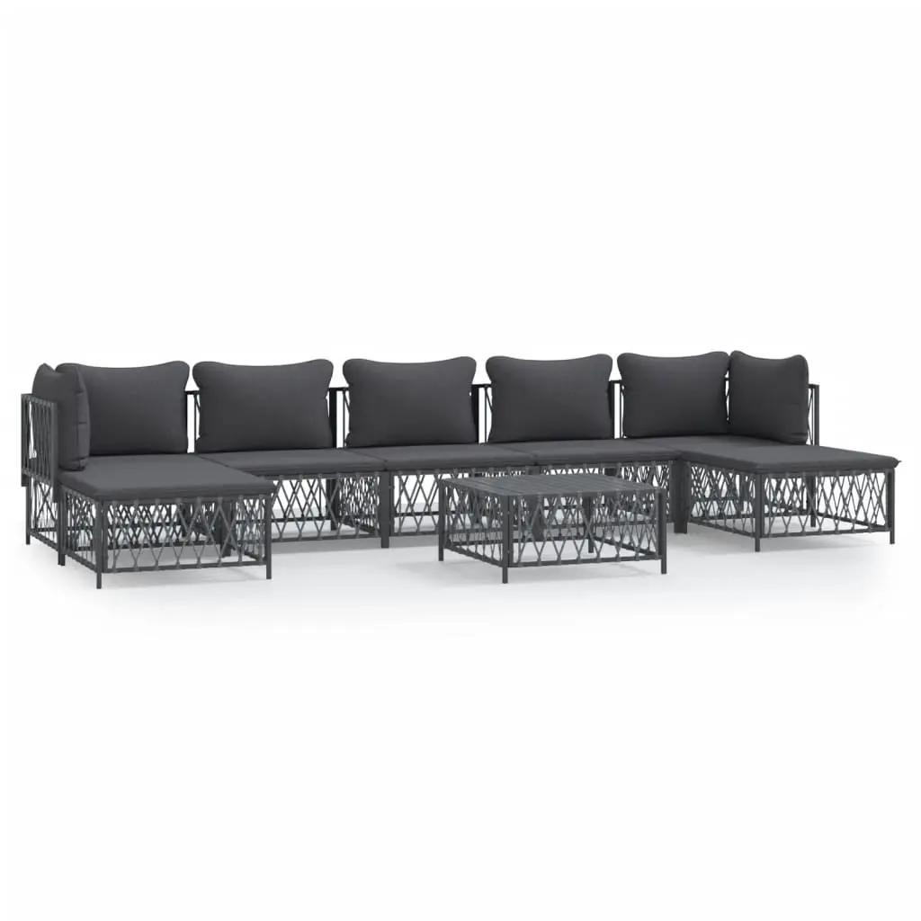 8 Piece Garden Lounge Set with Cushions Anthracite Steel 3186907 - Furniture