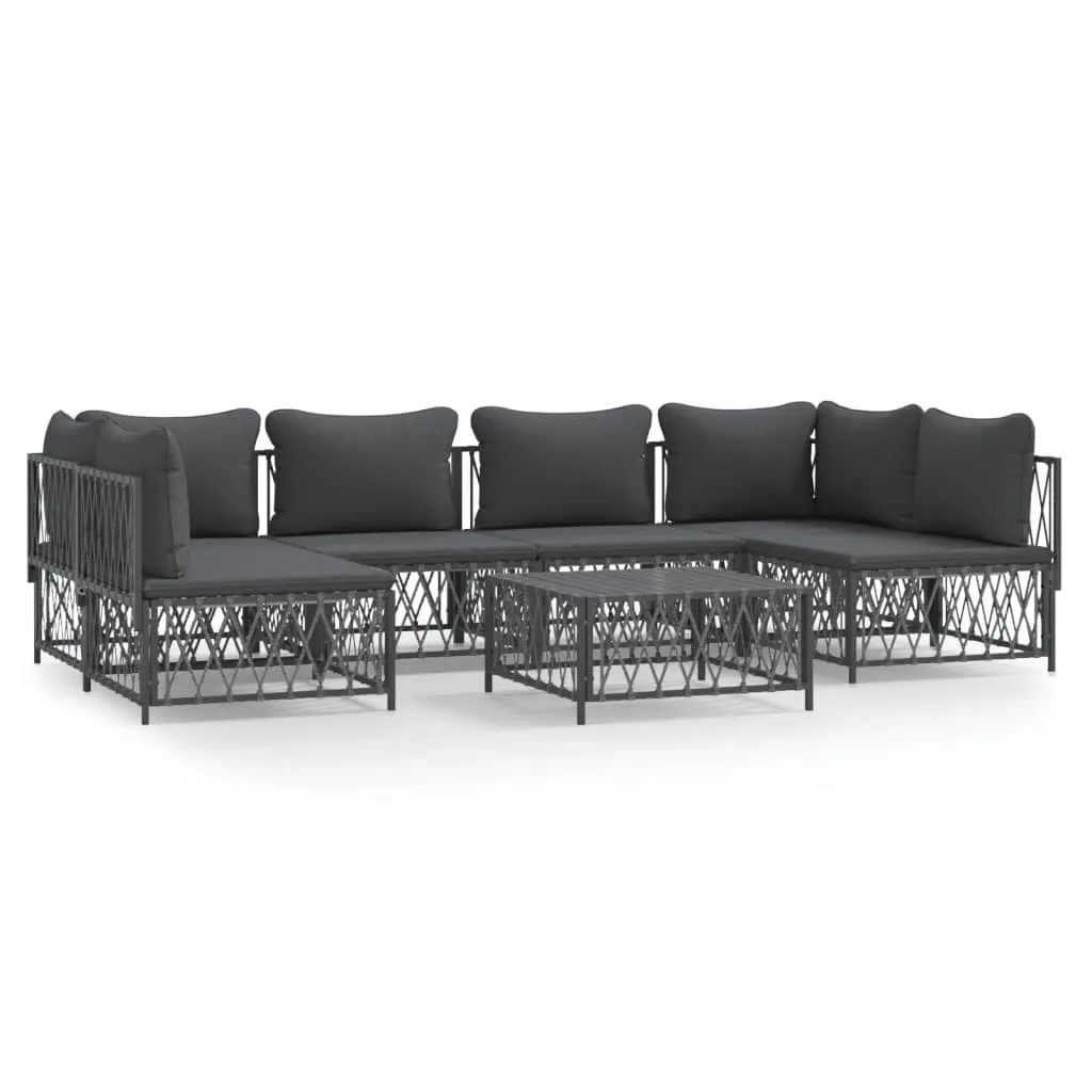 7 Piece Garden Lounge Set with Cushions Anthracite Steel 3186911 - Furniture