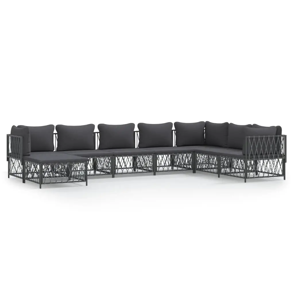 8 Piece Garden Lounge Set with Cushions Anthracite Steel 3186913 - Furniture