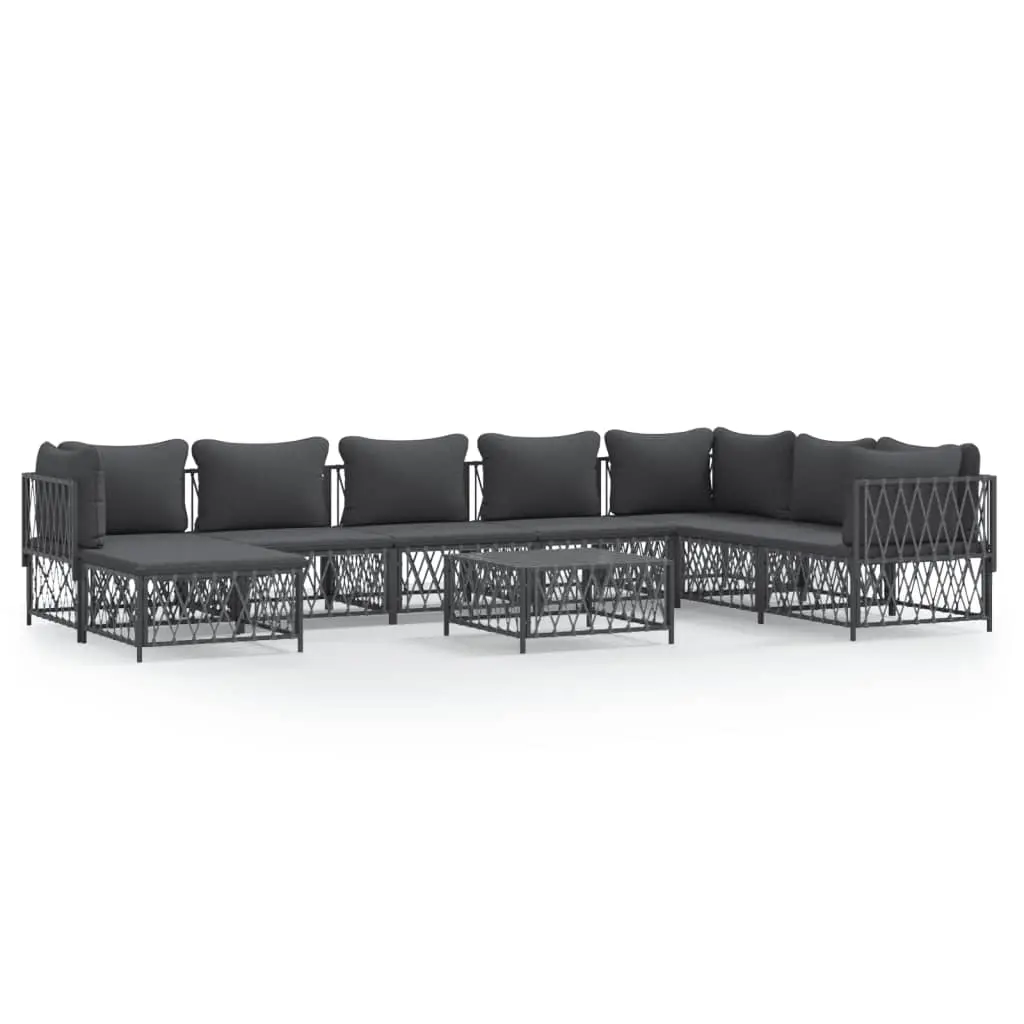 9 Piece Garden Lounge Set with Cushions Anthracite Steel 3186915 - Furniture