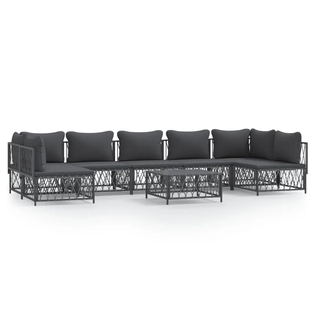 8 Piece Garden Lounge Set with Cushions Anthracite Steel 3186917 - Furniture