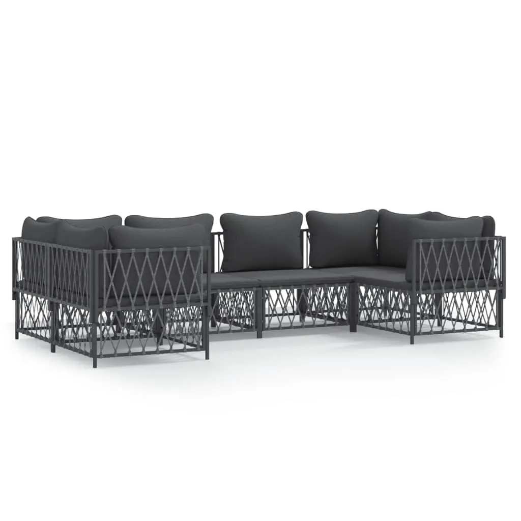 6 Piece Garden Lounge Set with Cushions Anthracite Steel 3186919 - Furniture