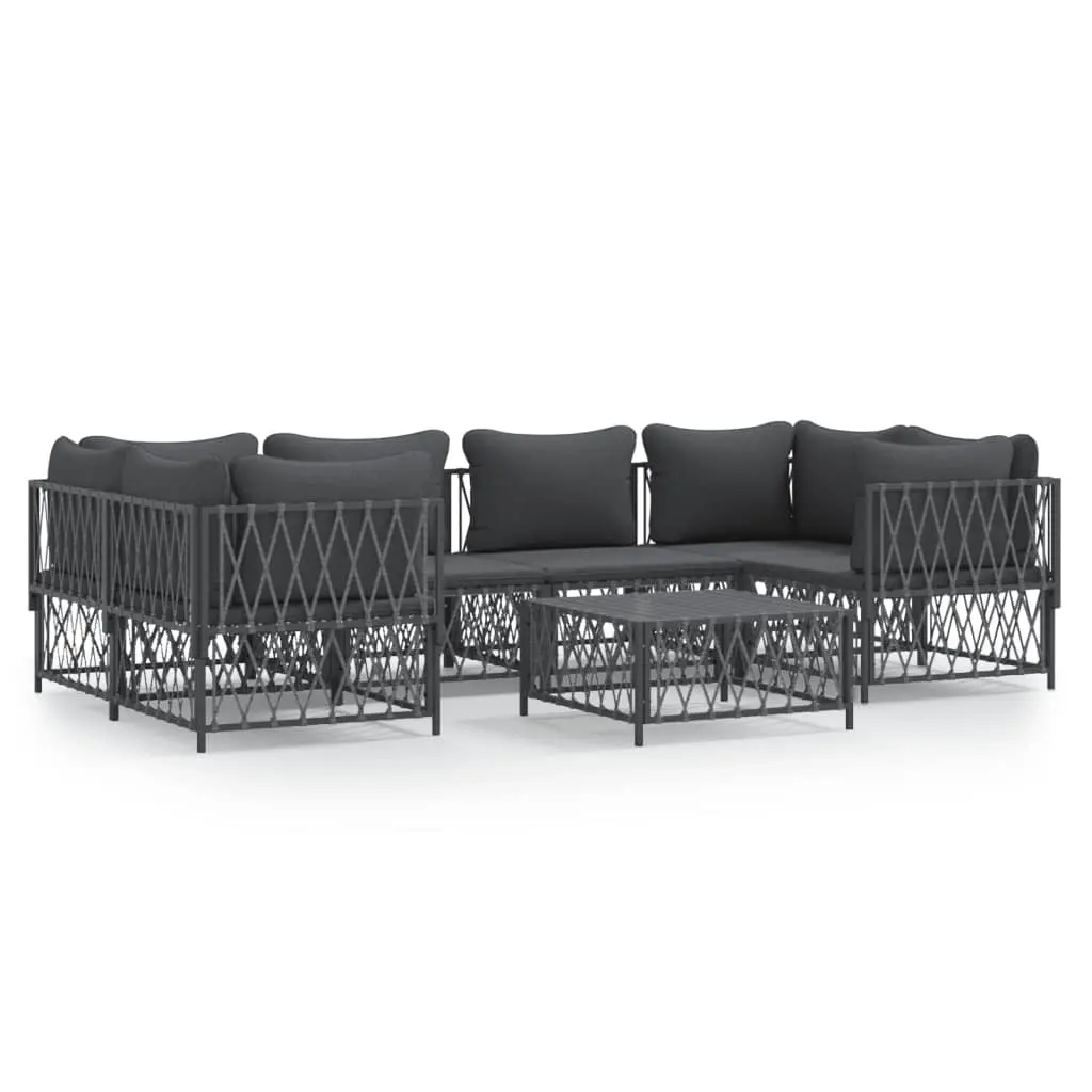 7 Piece Garden Lounge Set with Cushions Anthracite Steel 3186921 - Furniture