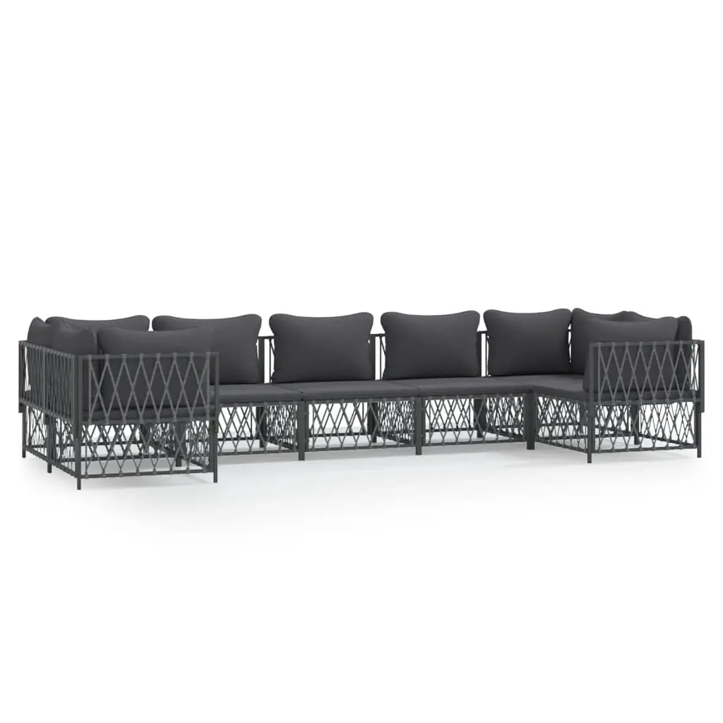 7 Piece Garden Lounge Set with Cushions Anthracite Steel 3186923 - Furniture