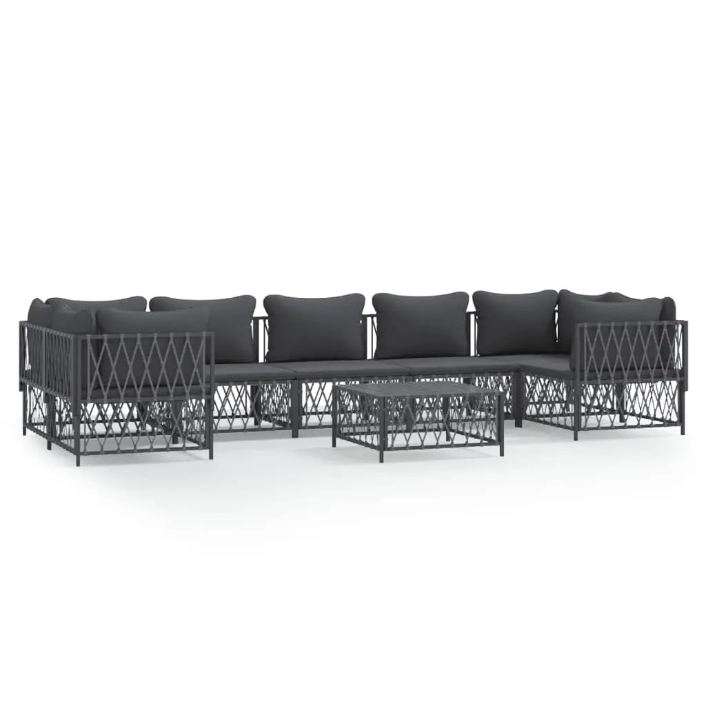 8 Piece Garden Lounge Set with Cushions Anthracite Steel 3186925 - Furniture