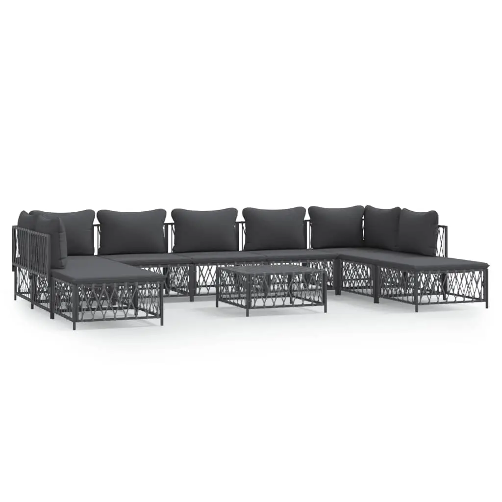 10 Piece Garden Lounge Set with Cushions Anthracite Steel 3186927 - Furniture