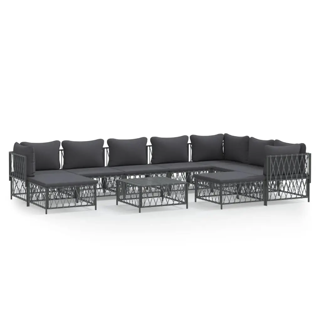 10 Piece Garden Lounge Set with Cushions Anthracite Steel 3186931 - Furniture