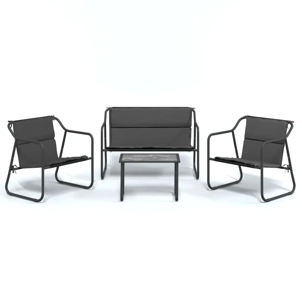 4 Piece Garden Lounge Set with Cushions Anthracite Steel 3186934 - Furniture