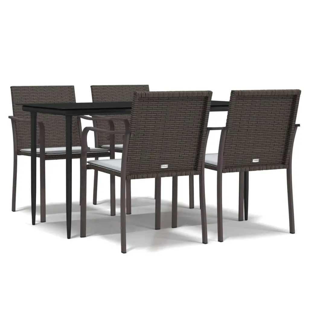 5 Piece Garden Dining Set with Cushions Poly Rattan and Steel 3186941 - Furniture