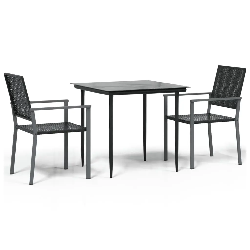3 Piece Garden Dining Set Poly Rattan and Steel 3187003 - Furniture