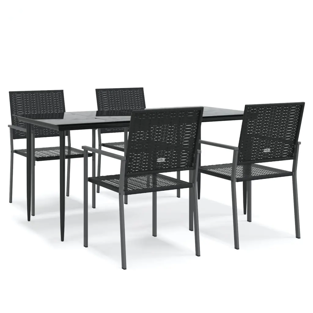 5 Piece Garden Dining Set Poly Rattan and Steel 3187011 - Furniture