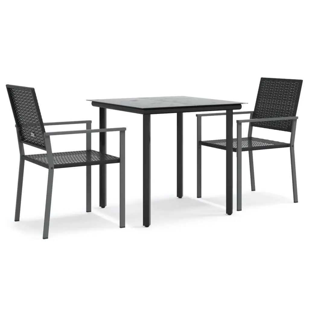 3 Piece Garden Dining Set Poly Rattan and Steel 3187019 - Furniture