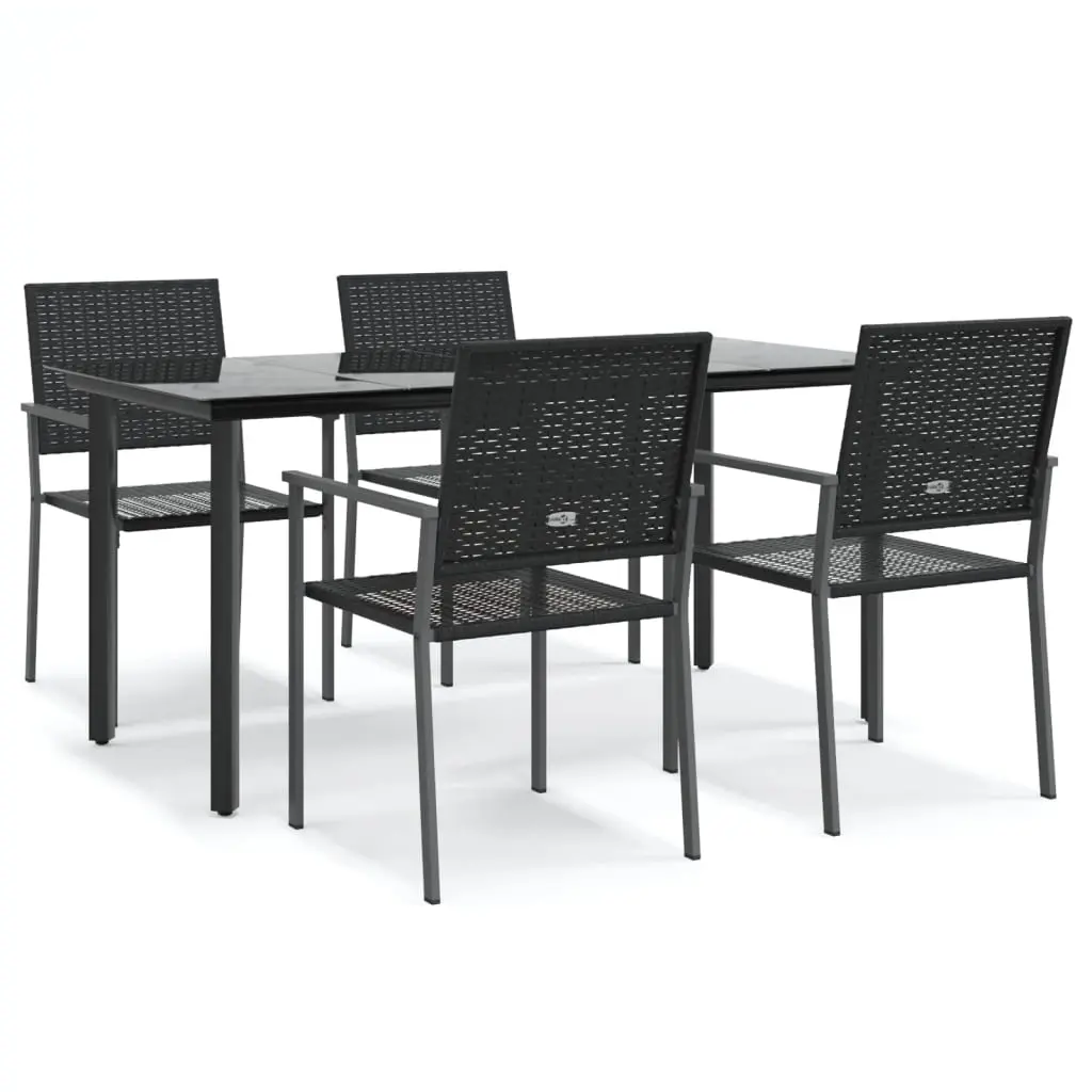 5 Piece Garden Dining Set Poly Rattan and Steel 3187027 - Furniture
