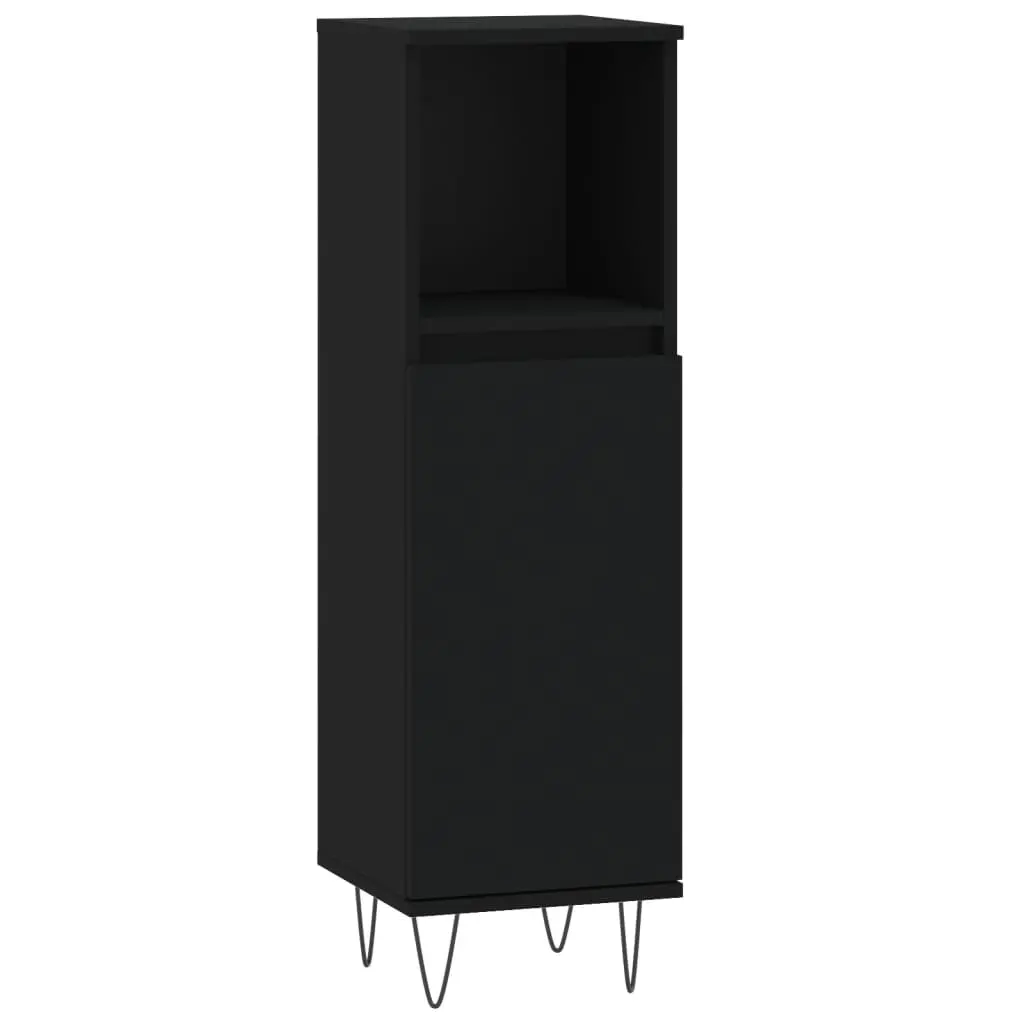 Bathroom Cabinet Black 30x30x100 cm Engineered Wood 831557 - Furniture