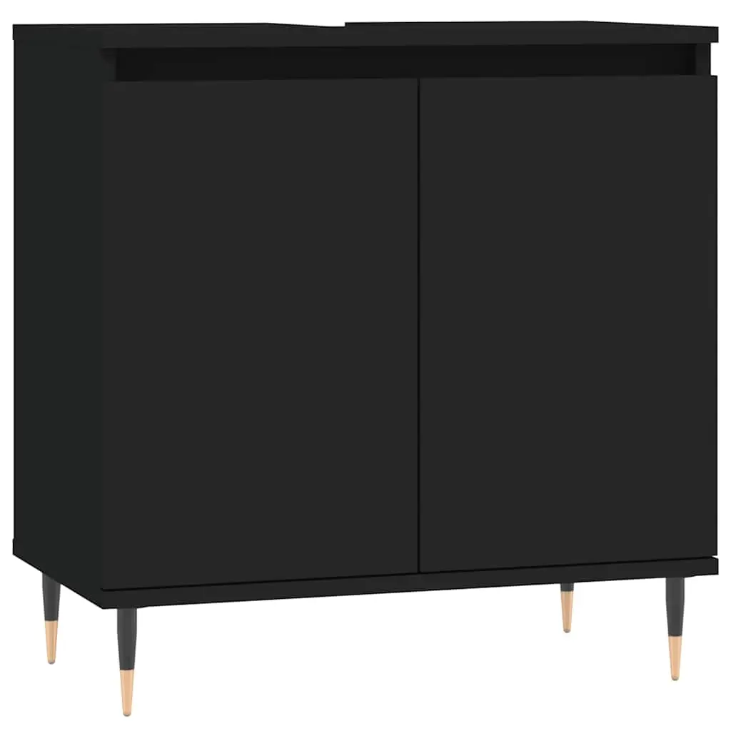 Bathroom Cabinet Black 58x33x60 cm Engineered Wood 831573 - Furniture