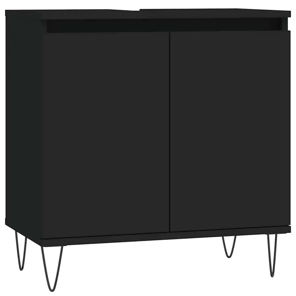 Bathroom Cabinet Black 58x33x60 cm Engineered Wood 831581 - Furniture