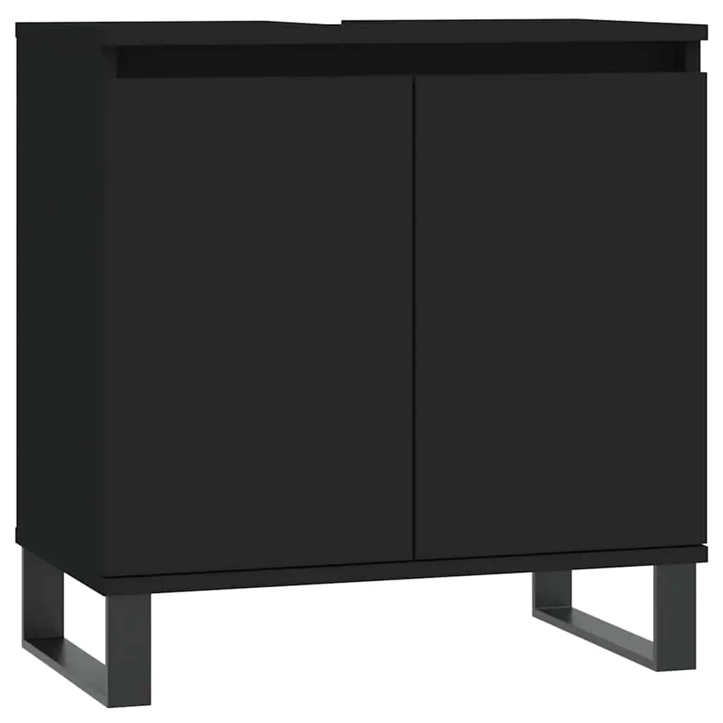Bathroom Cabinet Black 58x33x60 cm Engineered Wood 831589 - Furniture