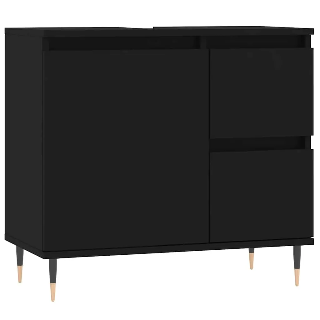 Bathroom Cabinet Black 65x33x60 cm Engineered Wood 831597 - Furniture