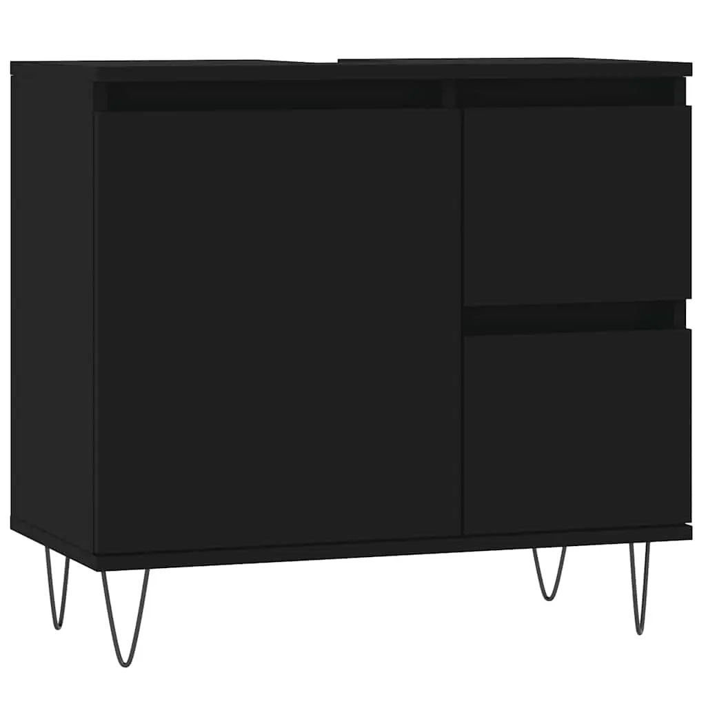 Bathroom Cabinet Black 65x33x60 cm Engineered Wood 831605 - Furniture
