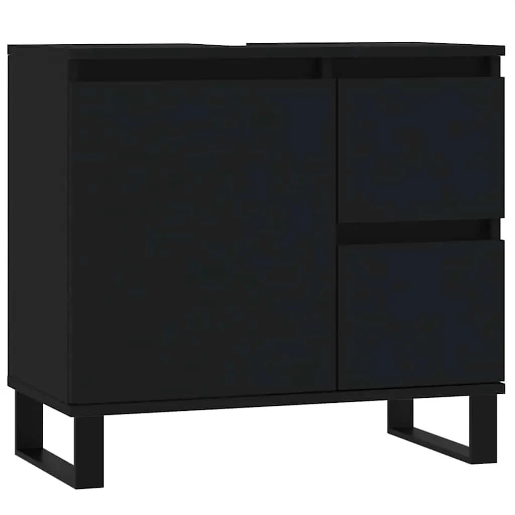 Bathroom Cabinet Black 65x33x60 cm Engineered Wood 831613 - Furniture