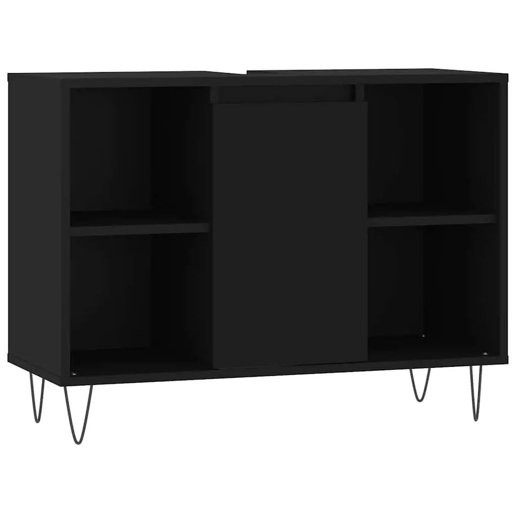 Bathroom Cabinet Black 80x33x60 cm Engineered Wood 831629 - Furniture