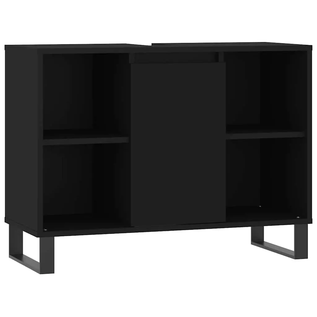 Bathroom Cabinet Black 80x33x60 cm Engineered Wood 831637 - Furniture