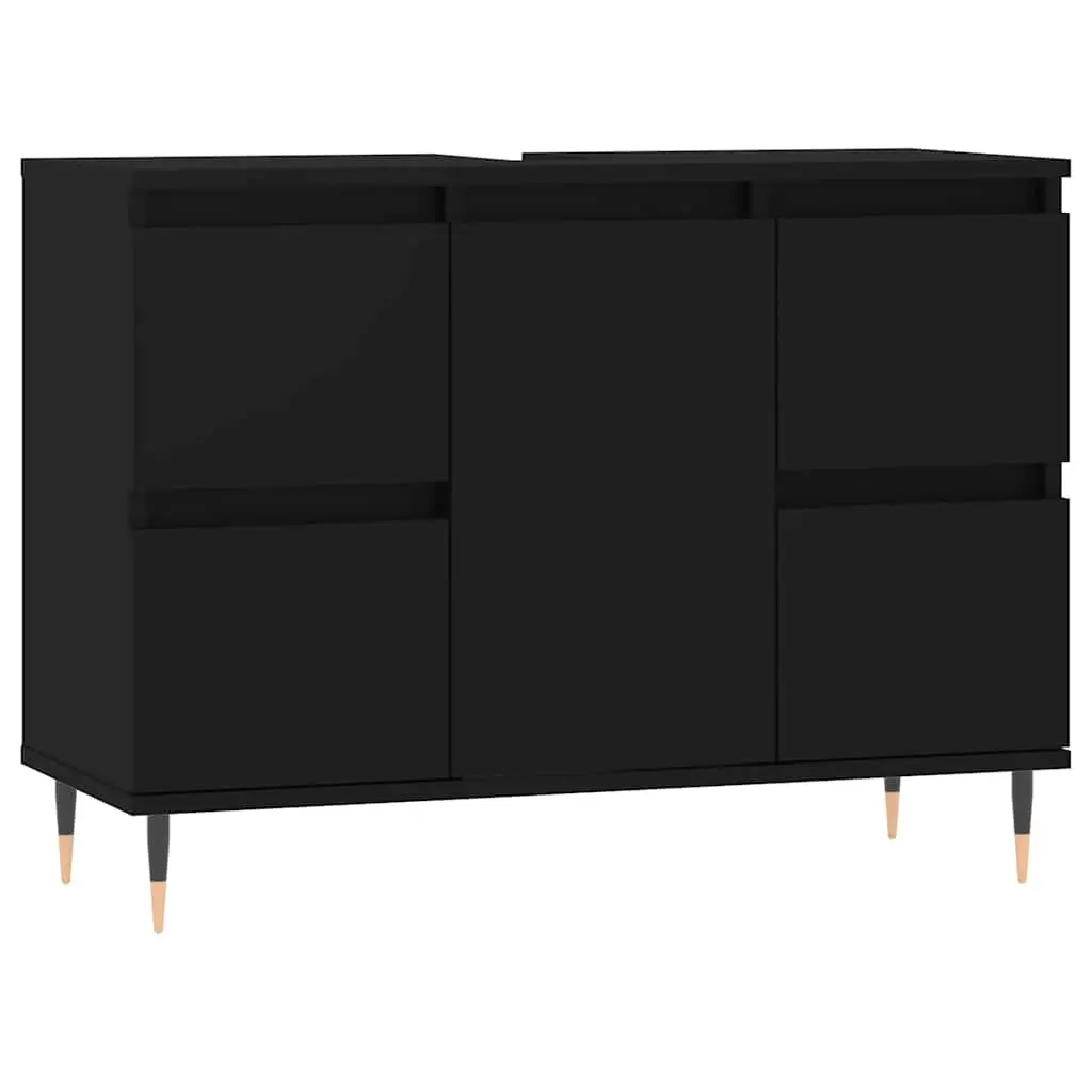 Bathroom Cabinet Black 80x33x60 cm Engineered Wood 831645 - Furniture