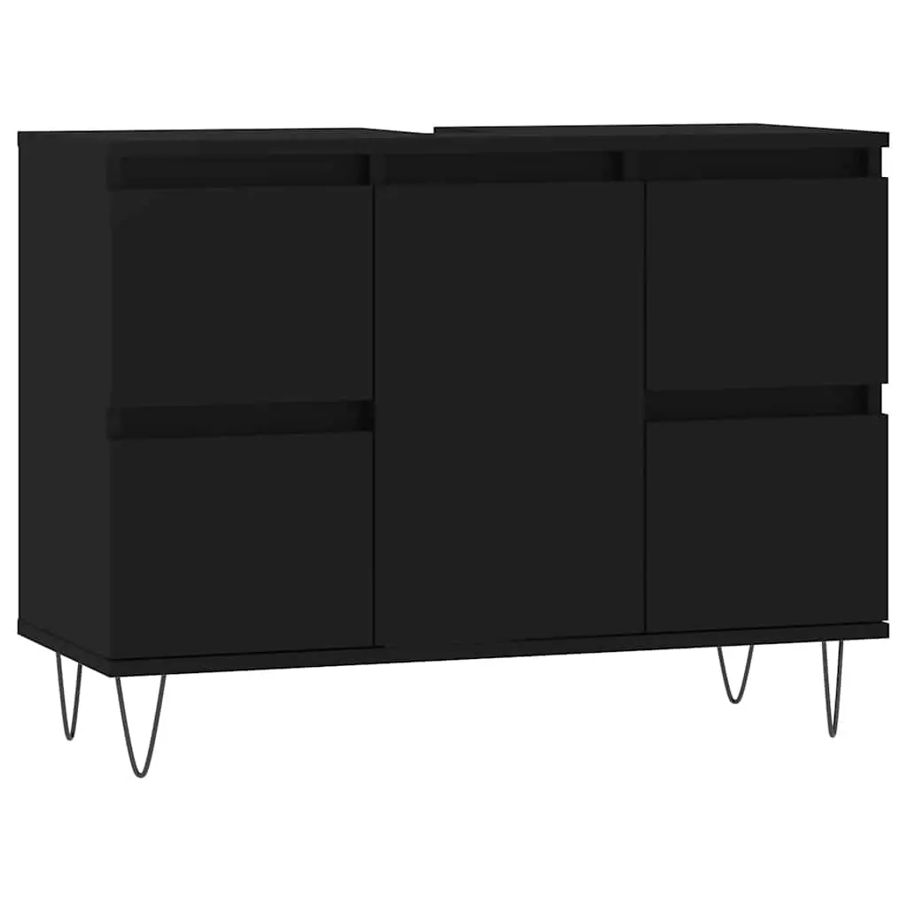 Bathroom Cabinet Black 80x33x60 cm Engineered Wood 831653 - Furniture