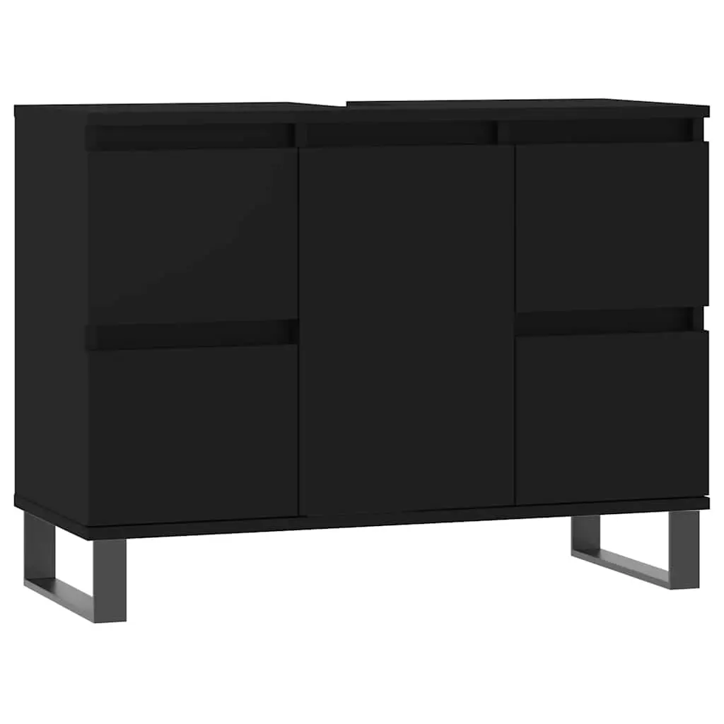 Bathroom Cabinet Black 80x33x60 cm Engineered Wood 831661 - Furniture