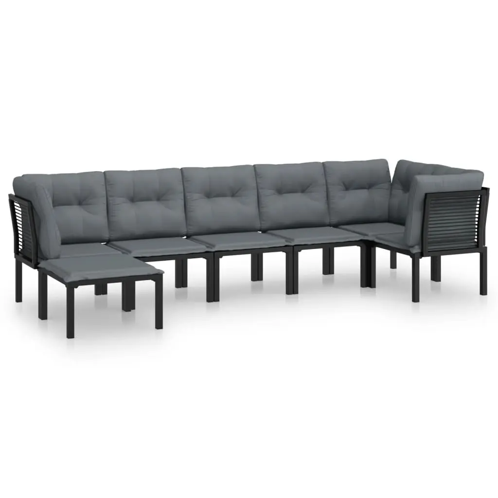 7 Piece Garden Lounge Set Black and Grey Poly Rattan 3187759 - Furniture