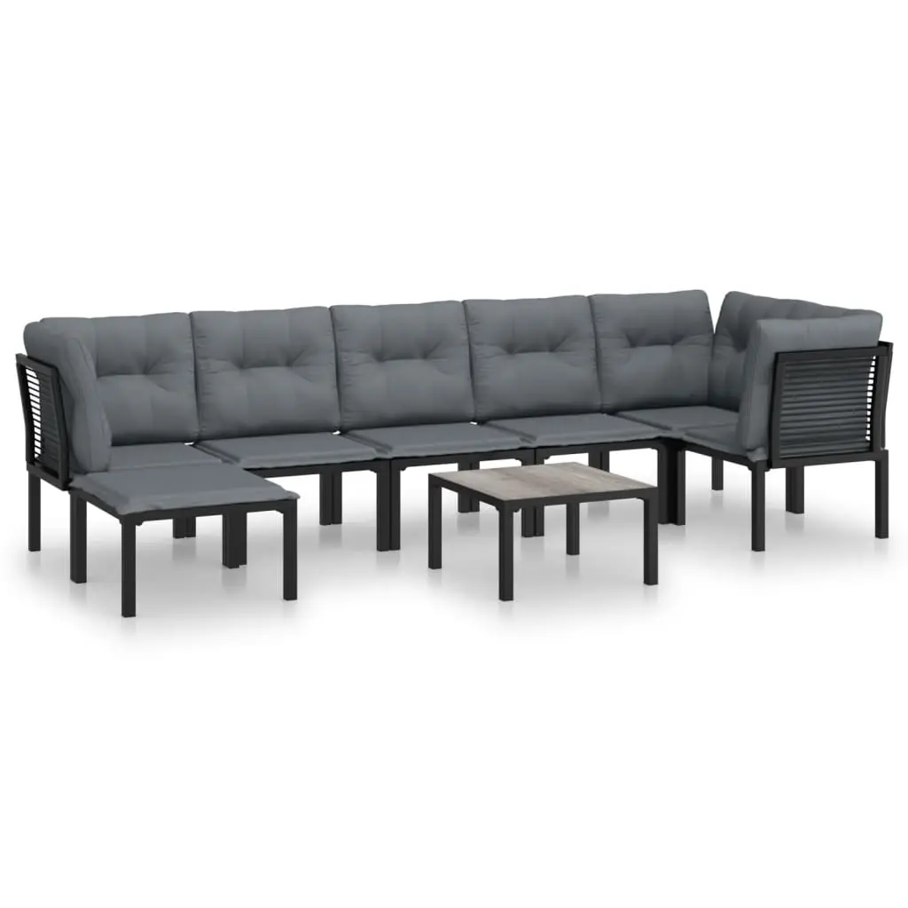 8 Piece Garden Lounge Set Black and Grey Poly Rattan 3187761 - Furniture