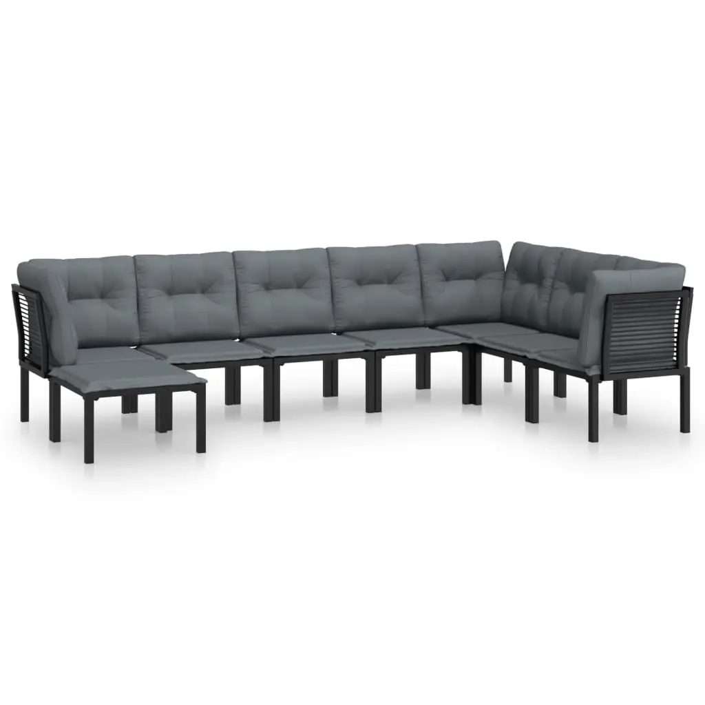 8 Piece Garden Lounge Set Black and Grey Poly Rattan 3187766 - Furniture