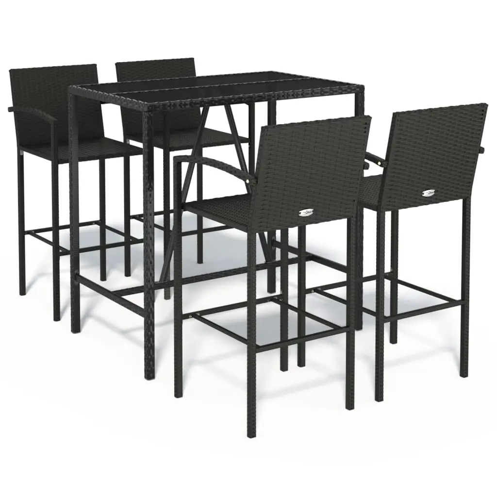 5 Piece Garden Bar Set Black Poly Rattan 3187654 - Furniture
