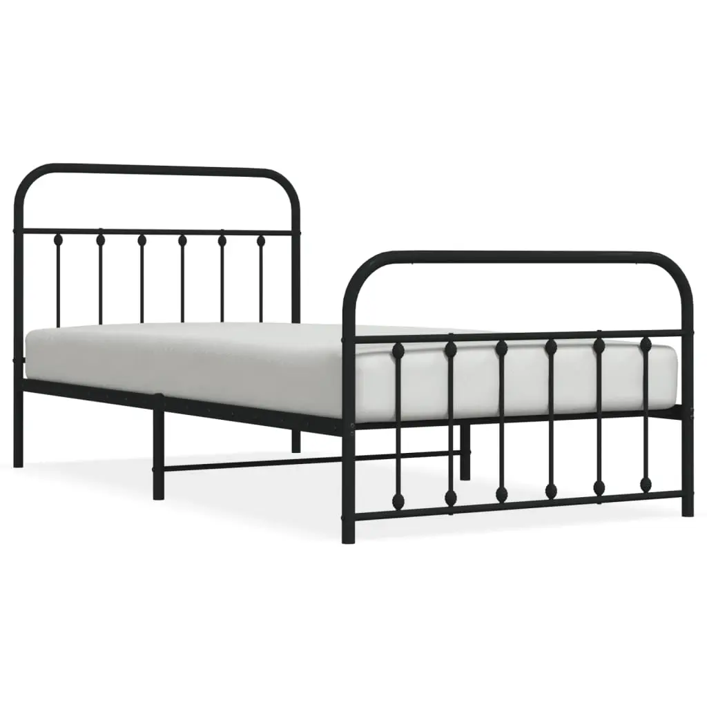 Metal Bed Frame without Mattress with Footboard Black 107x203 cm King Single 352592 - Top Selling Beds